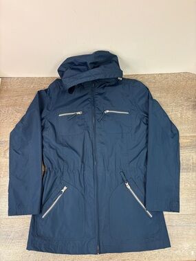 G.H. Bass & Co. Navy Hooded Utility Jacket | Lightweight Zip Front | XS